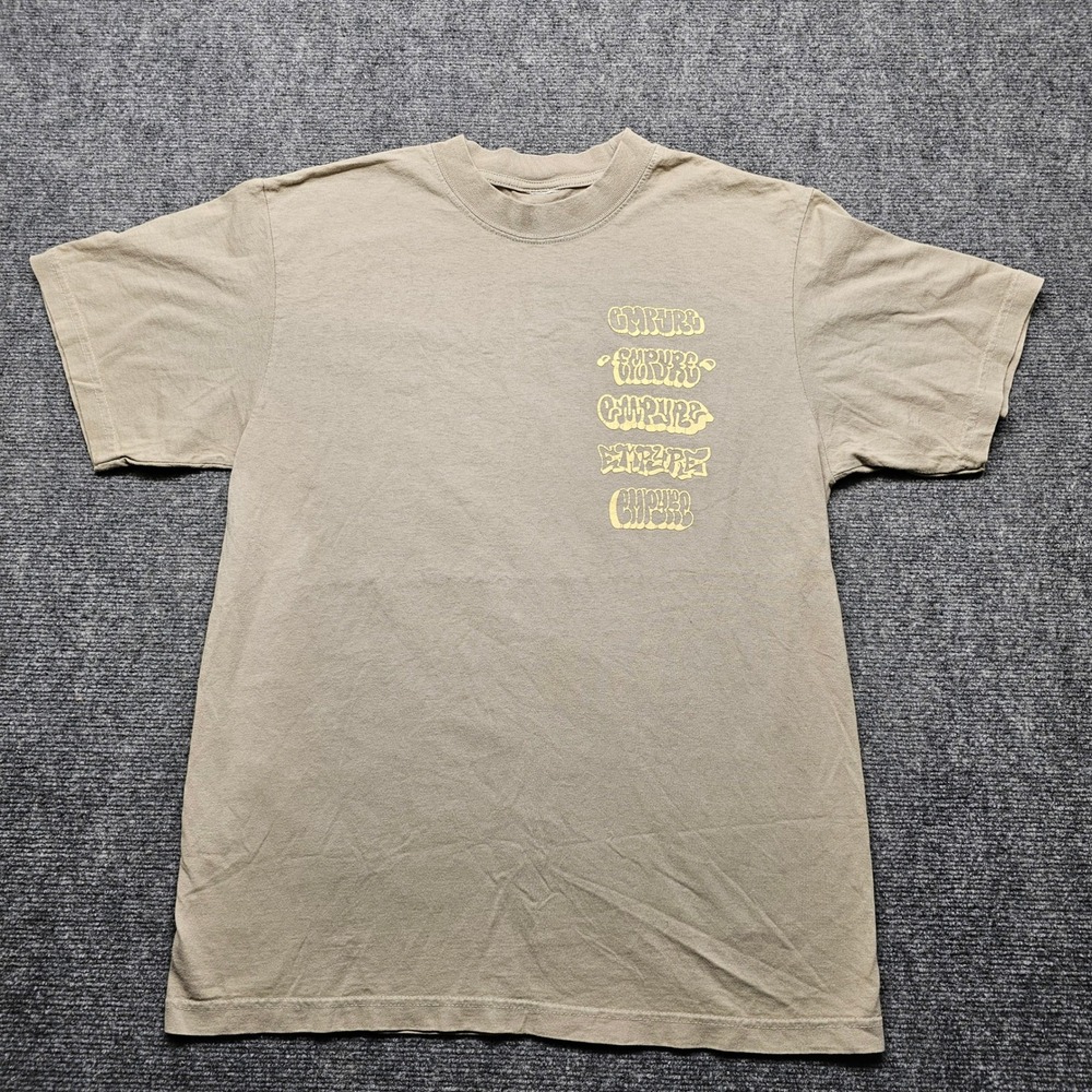 Empyre Mens Graphic T-Shirt Khaki Tan Stacked Logo Streetwear Size M
